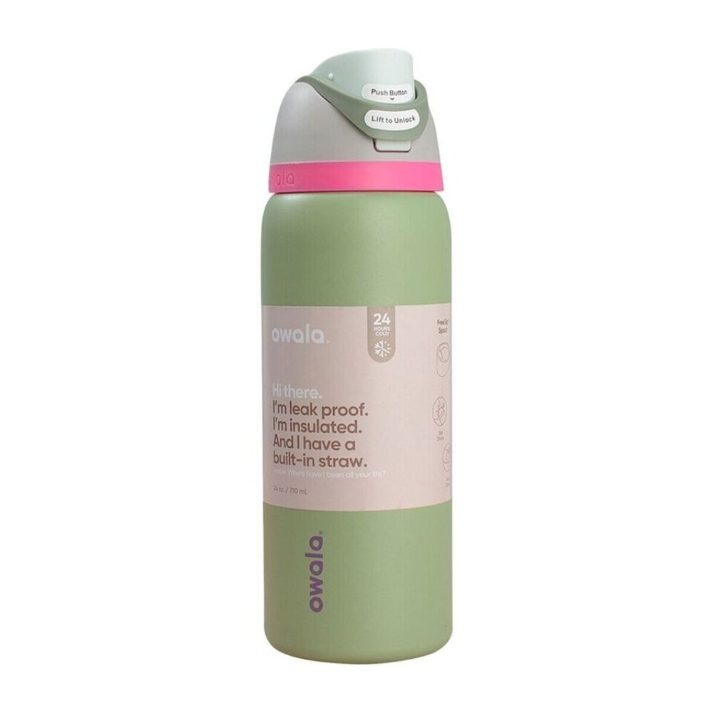 Owala Green Insulated Water Bottle with Built-In Straw